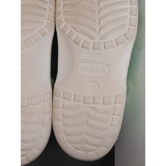 CROCS Classic Clog White Green Palm Leaves RARE Design US Men's Size 13 - Picture 8 of 10